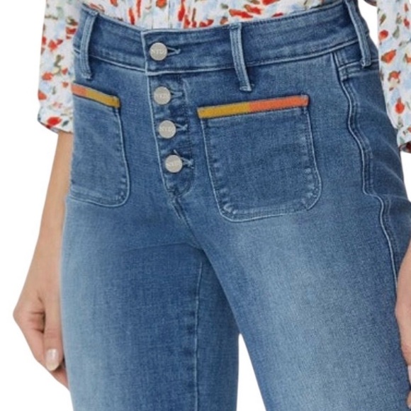 NWT NYDJ Woman’s Marilyn Straight Raw Hem Multi Color Pocket  Cropped Jean - Picture 3 of 16